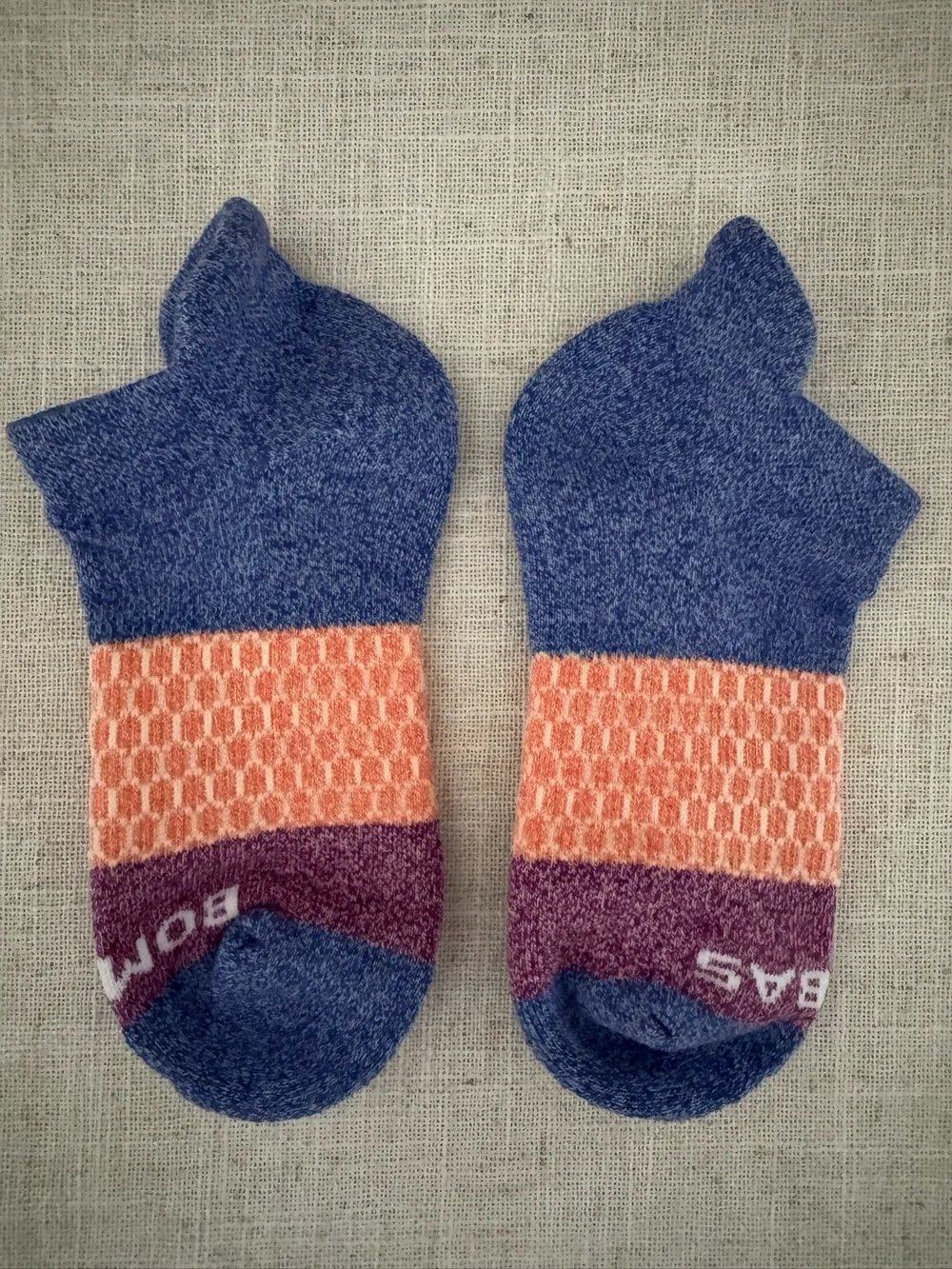 Bombas Tri-Block Ankle Socks NEW Blue Womens Active Athletic Small
